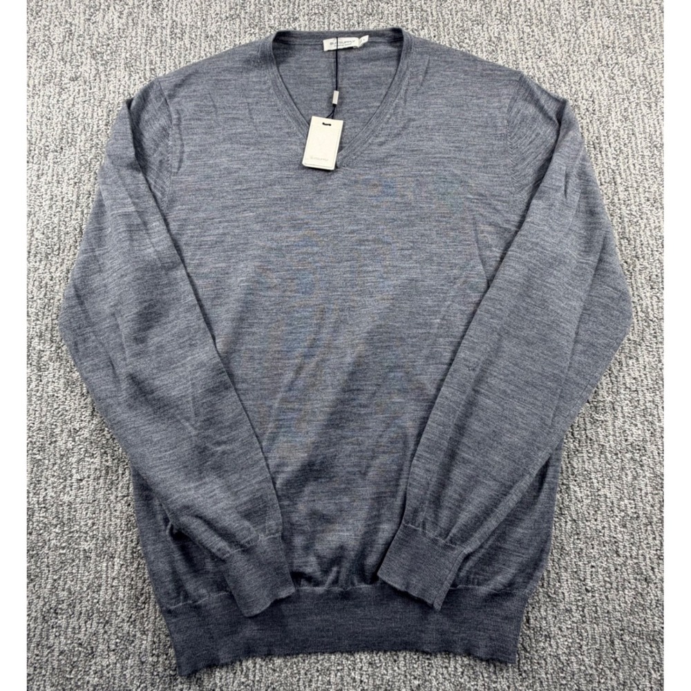Suitsupply V-Neck Sweater Mens Large Grey Merino Wool SW75205 Light Knit